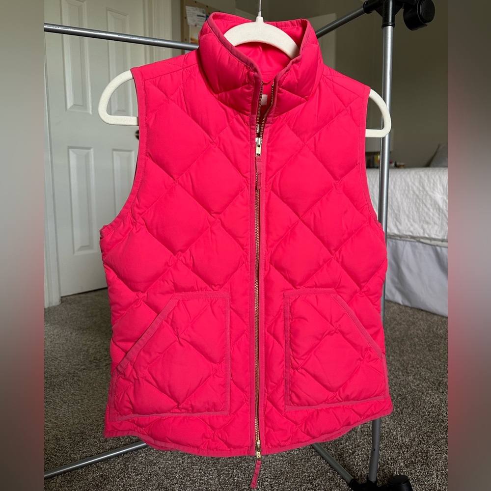 J. Crew Bright Pink Quilted Vest